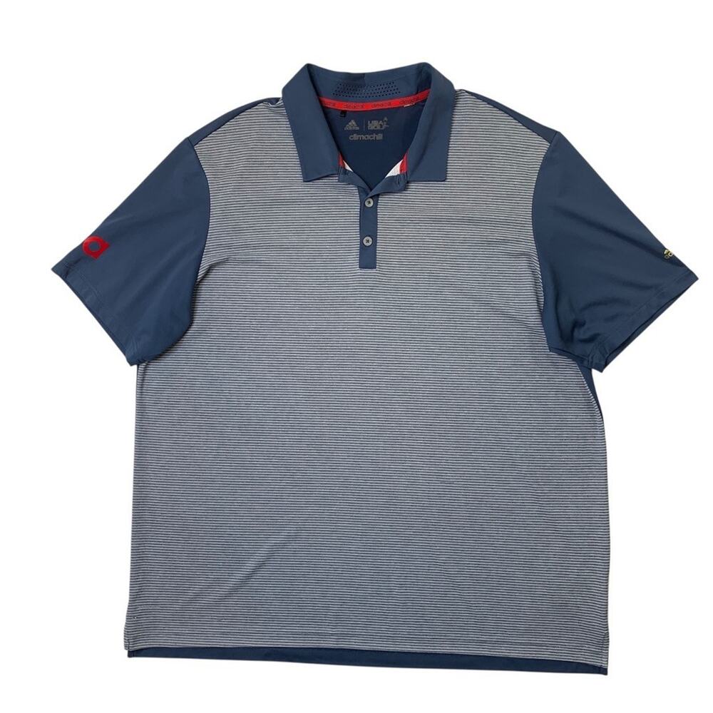 USA Golf Shirt Mens 3XL Navy Climachill Heather Stripe Performance Adidas